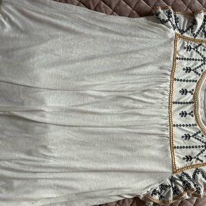 Lane Bryant White Top with Black and Gold Stitching